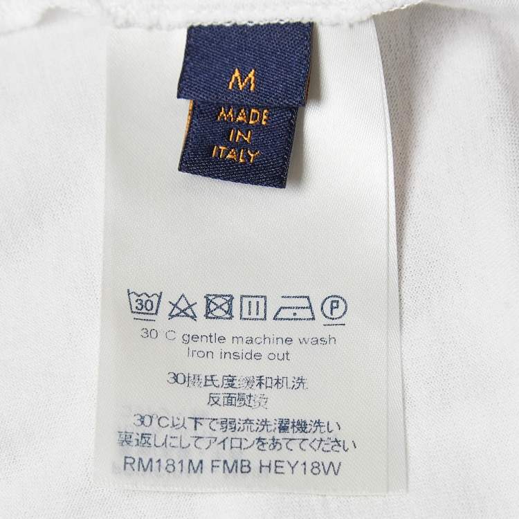 Pre Owned Louis Vuitton White Aloha Print Cotton Knit T-Shirt M