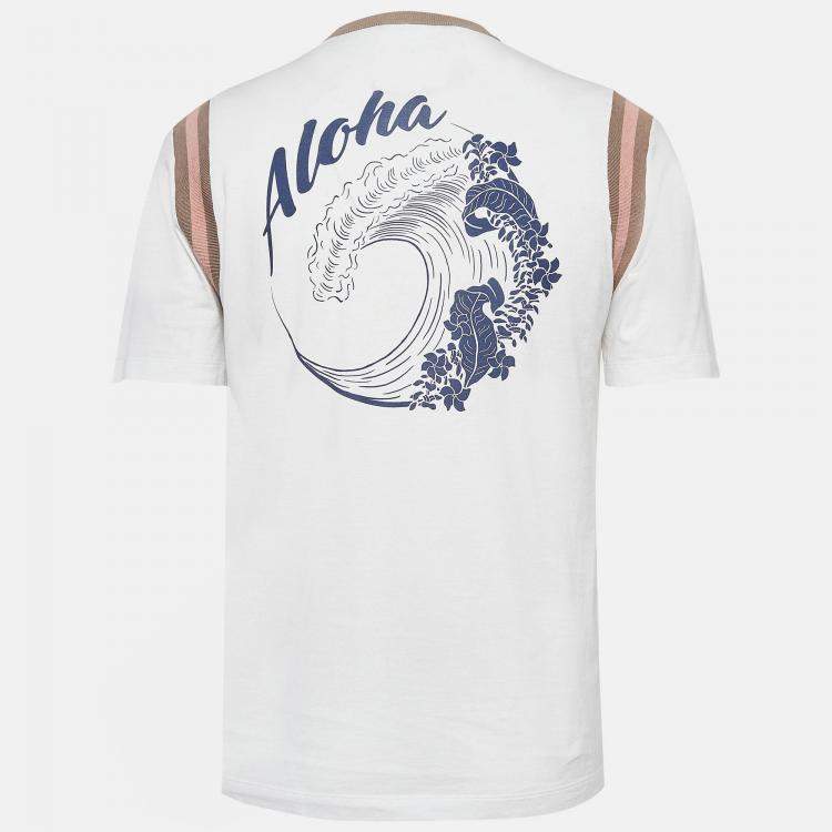 Pre Owned Louis Vuitton White Aloha Print Cotton Knit T-Shirt M