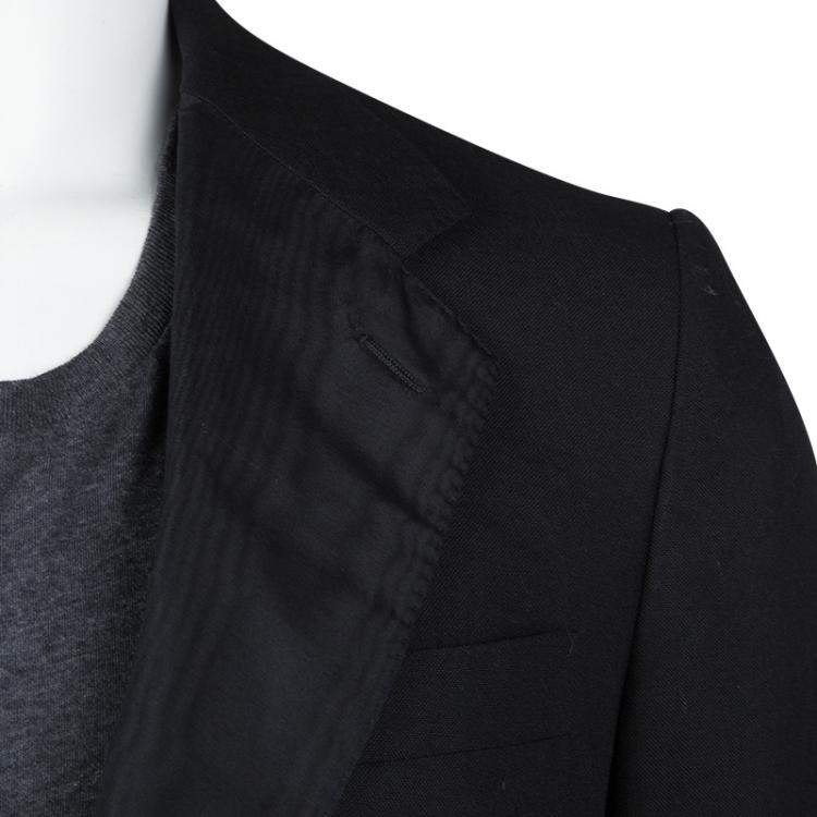 Pre Owned Louis Vuitton Black Wool Contrast Lapel Detail Blazer XL 