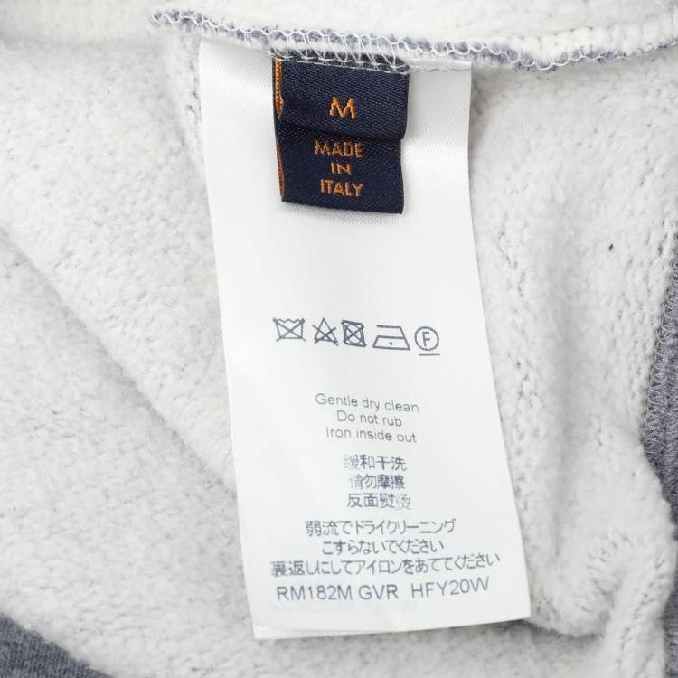 Pre Owned Louis Vuitton Light Blue Cotton Knit LV Embroidered Crew Neck Sweatshirt M