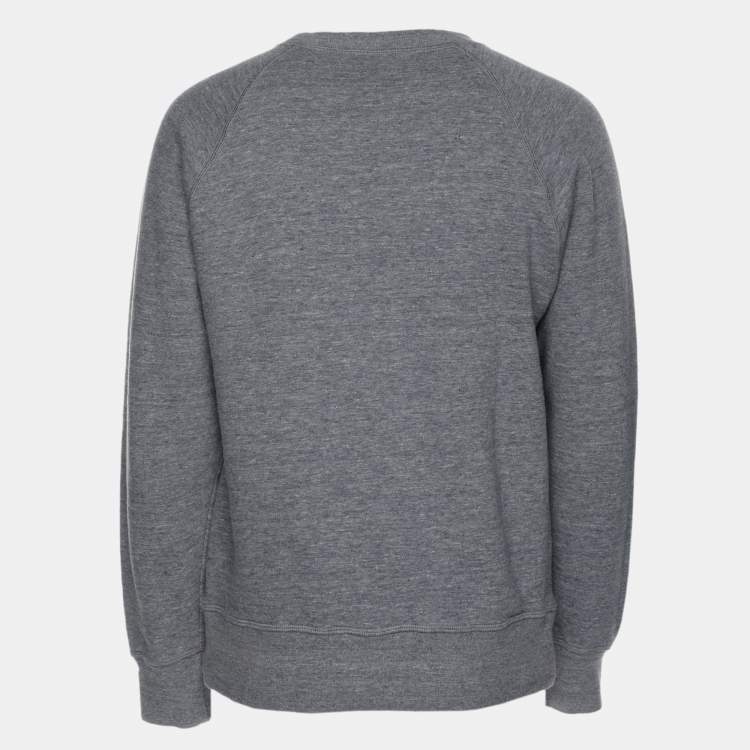 Pre Owned Louis Vuitton Light Blue Cotton Knit LV Embroidered Crew Neck Sweatshirt M