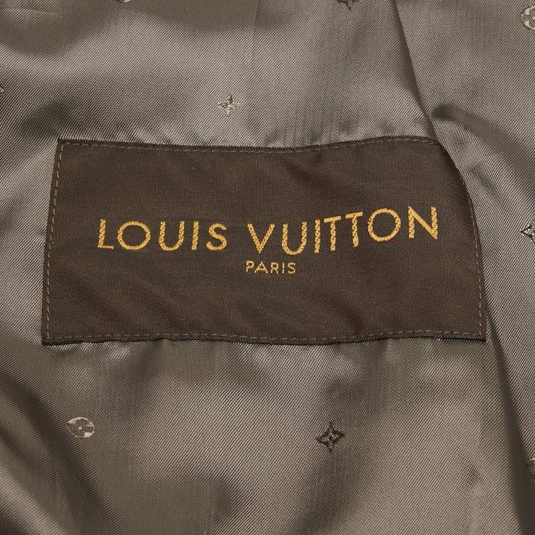 Pre Owned Louis Vuitton X Supreme Red Monogram Leather Bomber Jacket L