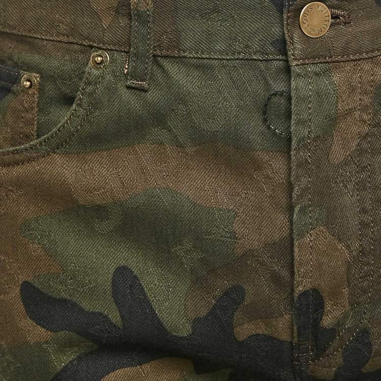 Pre Owned Louis Vuitton X Supreme Camouflage Monogram Jacquard Regular Fit Jeans M