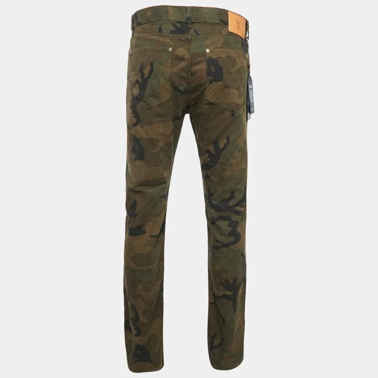 Pre Owned Louis Vuitton X Supreme Camouflage Monogram Jacquard Regular Fit Jeans M