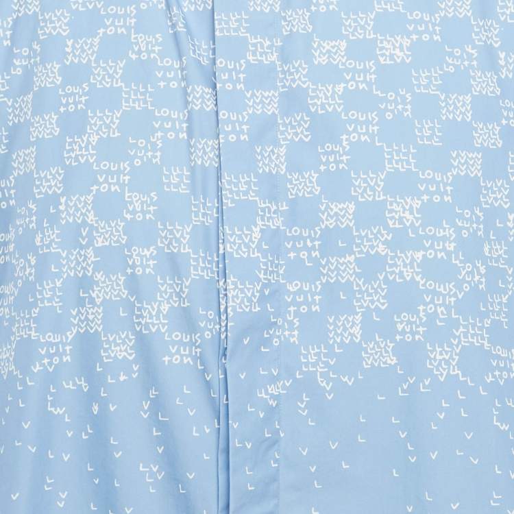Pre Owned Louis Vuitton Blue LV Damier Spread Print Cotton Shirt XXL