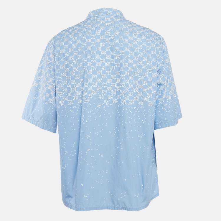 Pre Owned Louis Vuitton Blue LV Damier Spread Print Cotton Shirt XXL