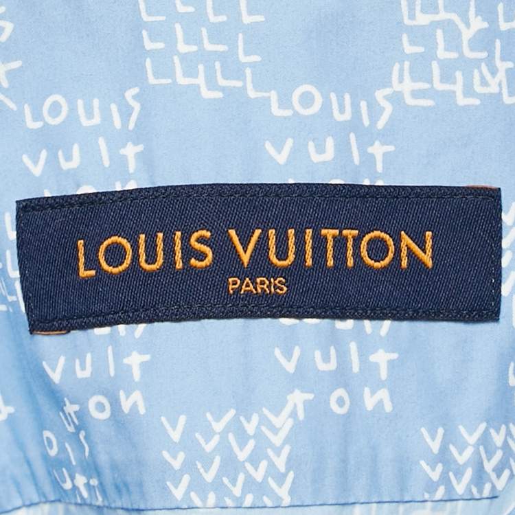 Pre Owned Louis Vuitton Blue LV Damier Spread Print Cotton Shirt XXL