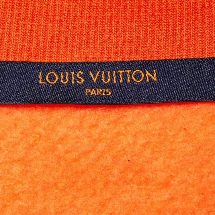 Pre Owned Louis Vuitton Orange Monogram Knit Crew Neck Sweatshirt M