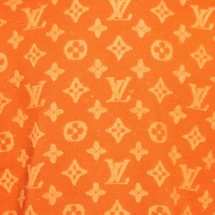 Pre Owned Louis Vuitton Orange Monogram Knit Crew Neck Sweatshirt M