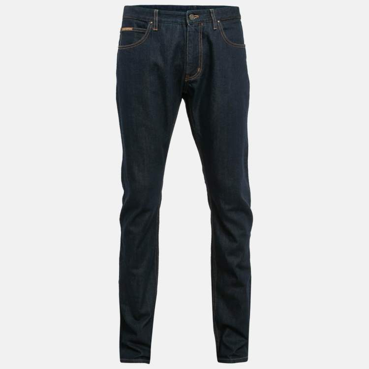 Pre Owned Louis Vuitton Navy Blue Denim Skinny Jeans XL Waist 36"