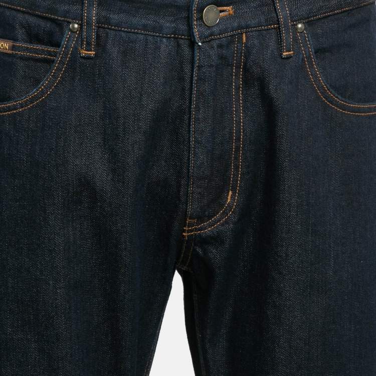 Pre Owned Louis Vuitton Navy Blue Denim Skinny Jeans XL Waist 36"