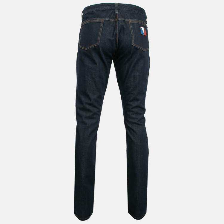 Pre Owned Louis Vuitton Navy Blue Denim Skinny Jeans XL Waist 36"