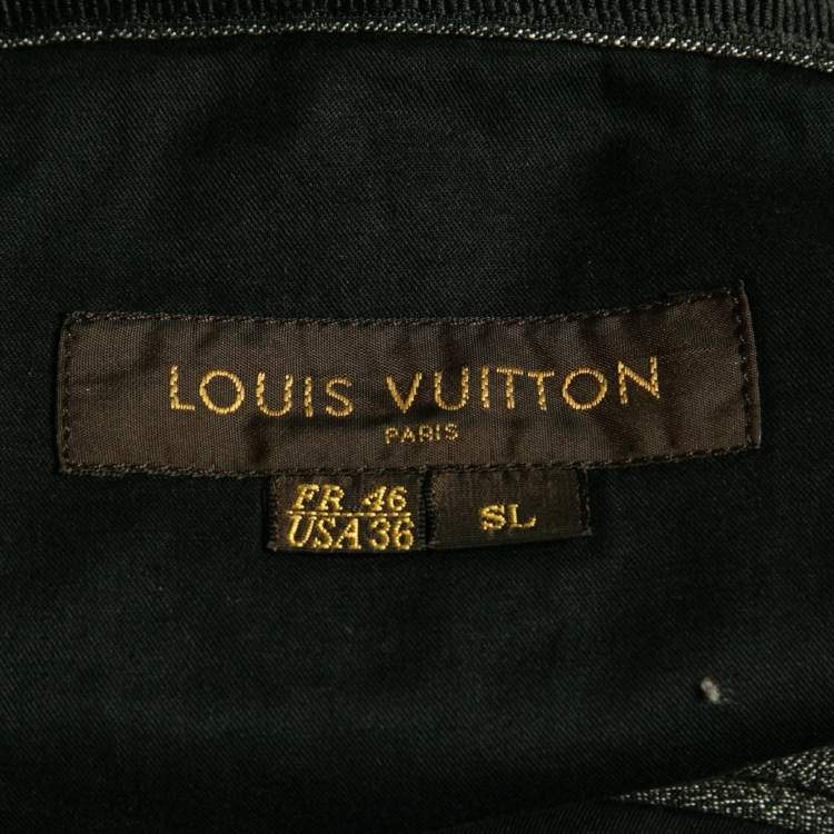 Pre Owned Louis Vuitton Grey Patterned Cotton Straight Leg Trousers XXL