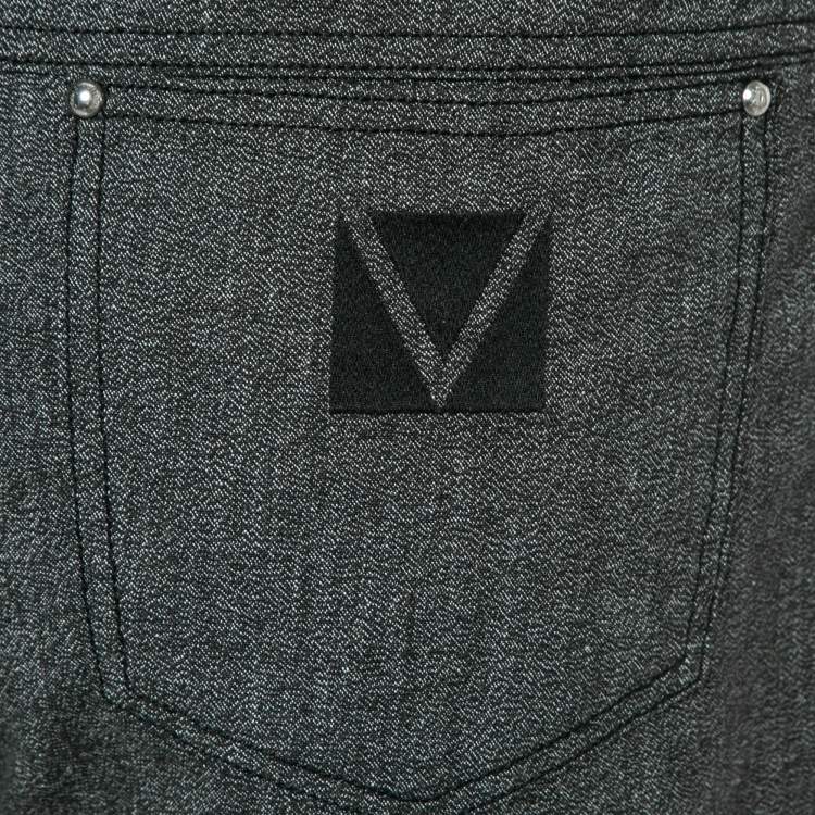 Pre Owned Louis Vuitton Grey Patterned Cotton Straight Leg Trousers XXL