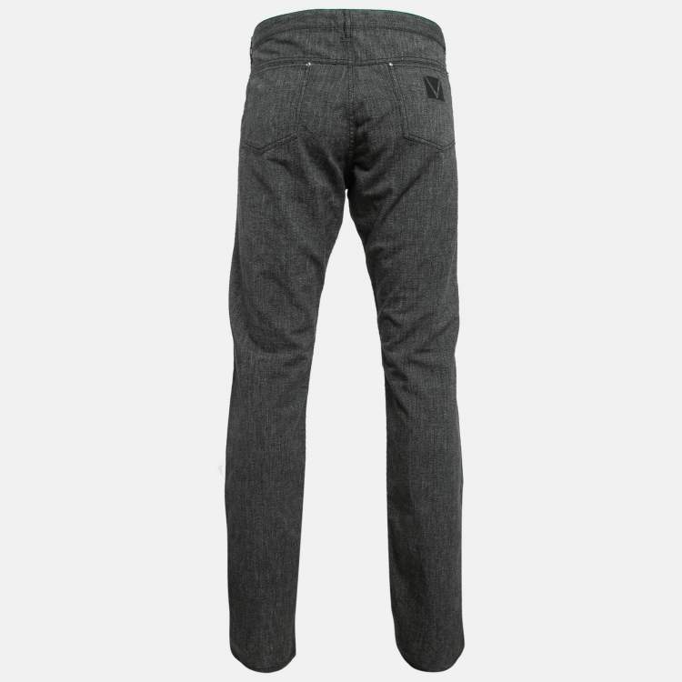 Pre Owned Louis Vuitton Grey Patterned Cotton Straight Leg Trousers XXL