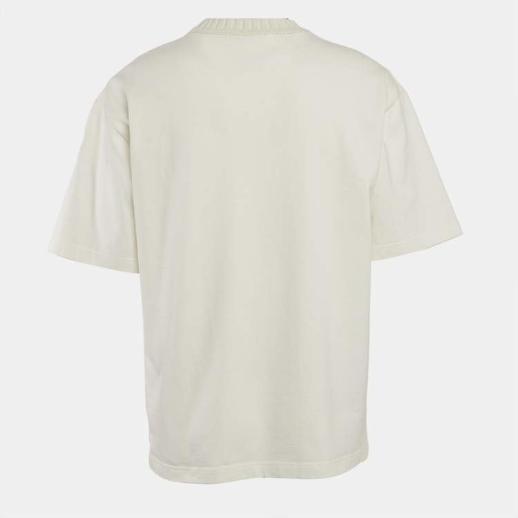 Pre Owned Louis Vuitton X  Nigo Off White Embroidered Jersey Crochet Neck T-Shirt XL