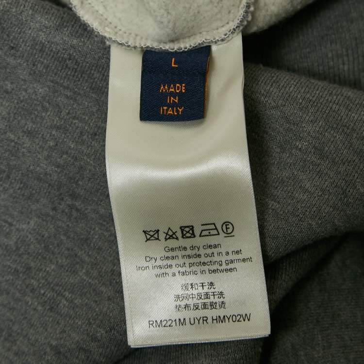 Pre Owned Louis Vuitton X Nigo Grey Logo Heart Print Cotton Knit Sweatshirt L
