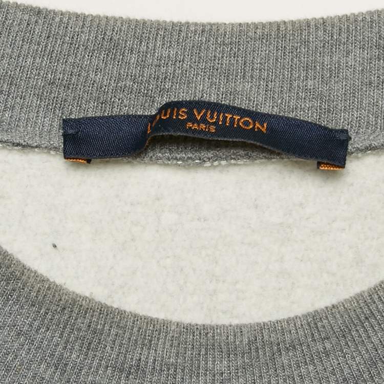 Pre Owned Louis Vuitton X Nigo Grey Logo Heart Print Cotton Knit Sweatshirt L