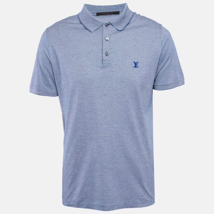 Louis Vuitton Blue Patterned Knit Polo T-Shirt XL Louis
