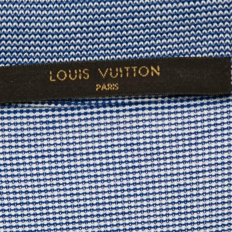 Pre Owned Louis Vuitton Blue Patterned Knit Polo T-Shirt XL