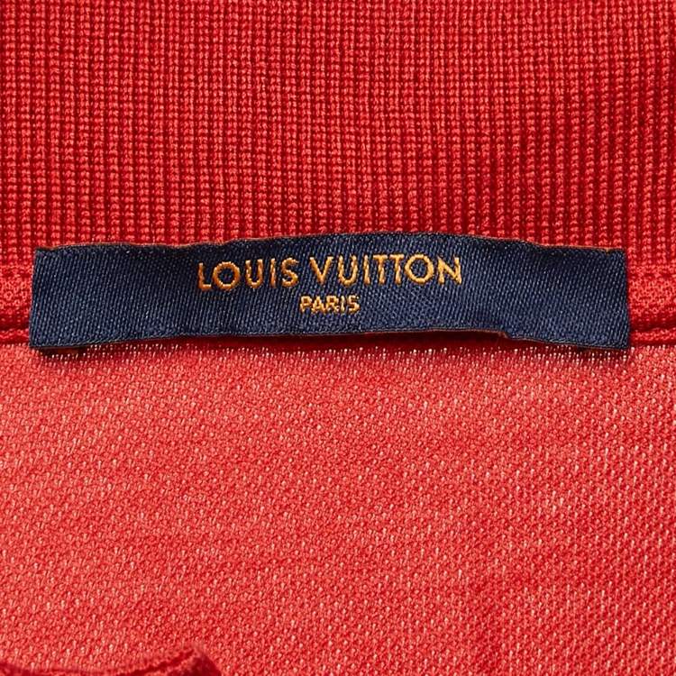 مملوكة مسبقًا Louis Vuitton Red LV Embroidered Pique Cotton Polo T-Shirt S