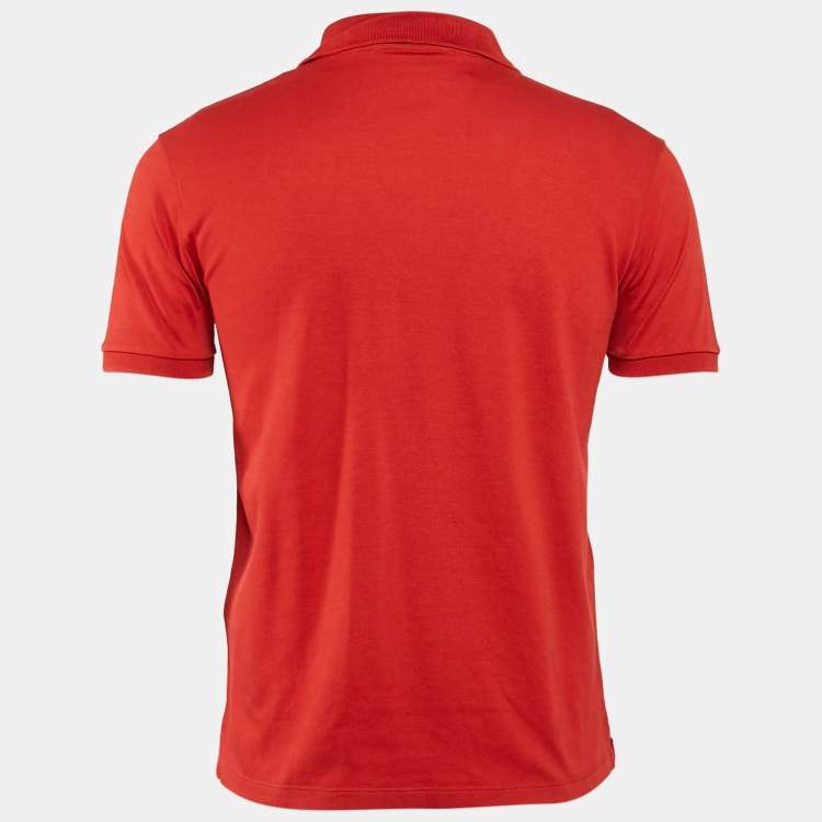 مملوكة مسبقًا Louis Vuitton Red LV Embroidered Pique Cotton Polo T-Shirt S