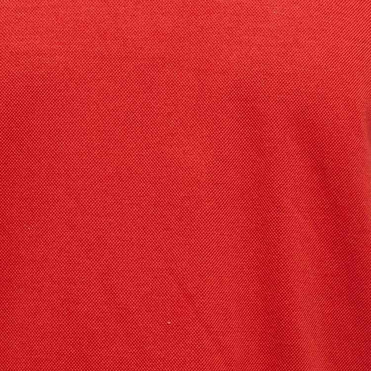 مملوكة مسبقًا Louis Vuitton Red LV Embroidered Pique Cotton Polo T-Shirt S