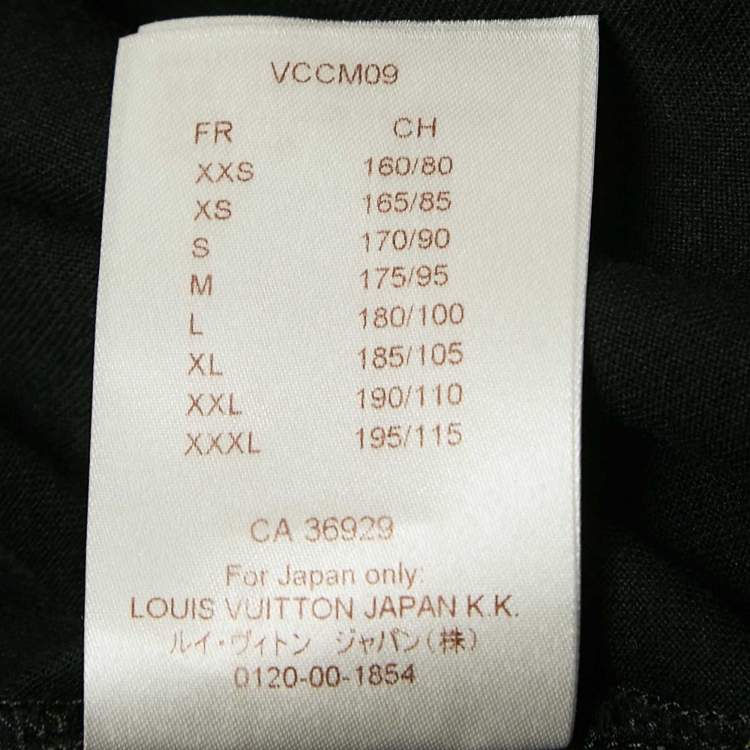 Pre Owned Louis Vuitton Black LV Embroidered Jersey V-Neck T-Shirt XS