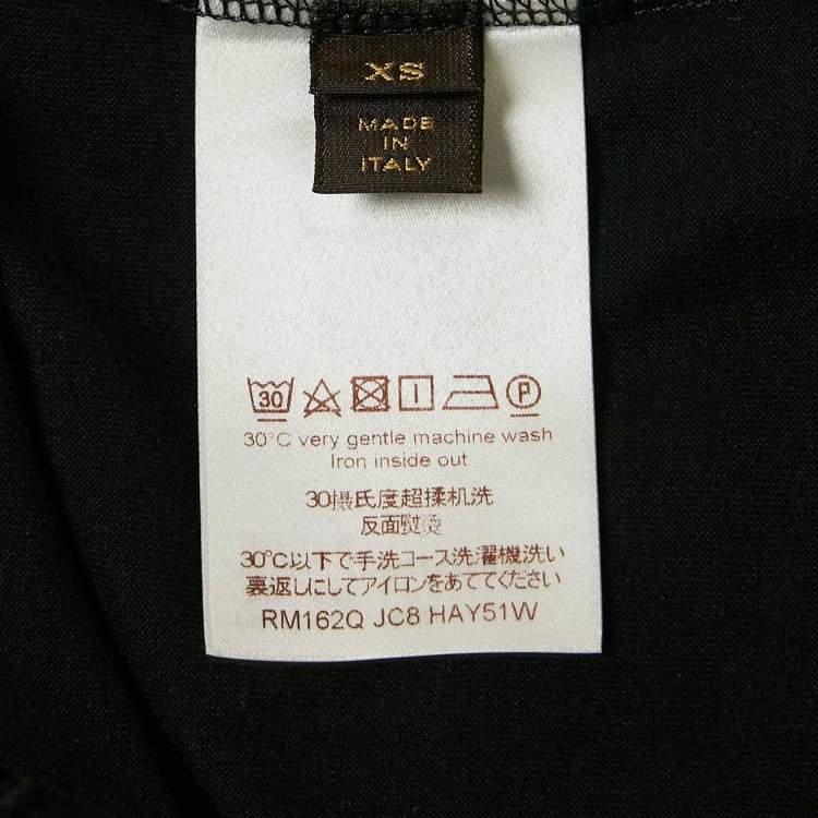 Pre Owned Louis Vuitton Black LV Embroidered Jersey V-Neck T-Shirt XS