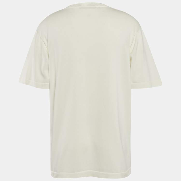 Pre Owned Louis Vuitton White Cotton Knit Signature Crewneck T-Shirt XL