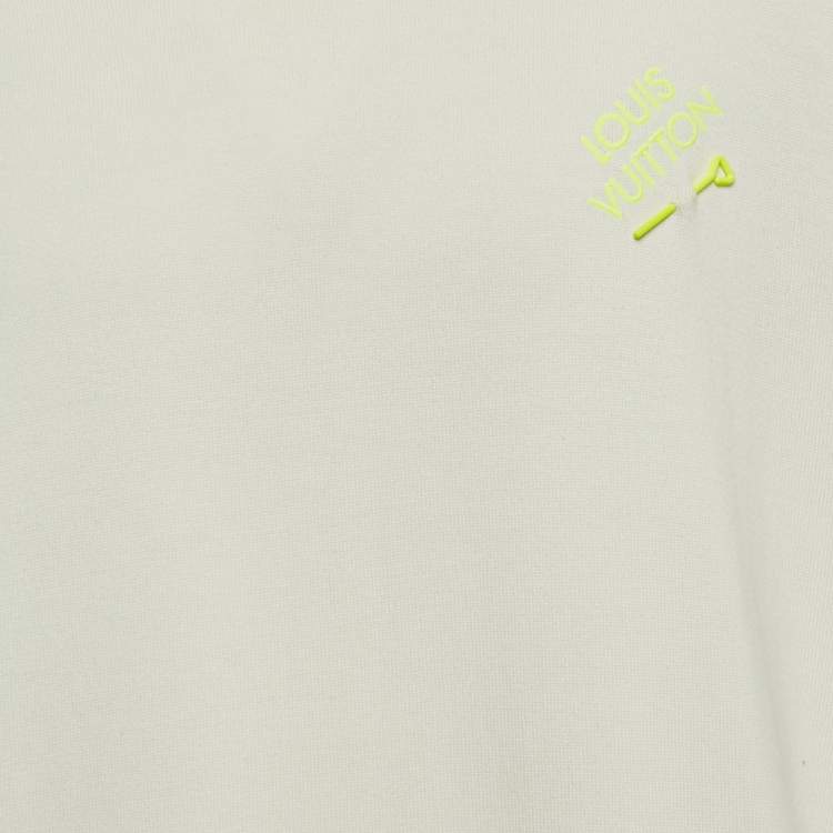 Pre Owned Louis Vuitton White Cotton Knit Signature Crewneck T-Shirt XL