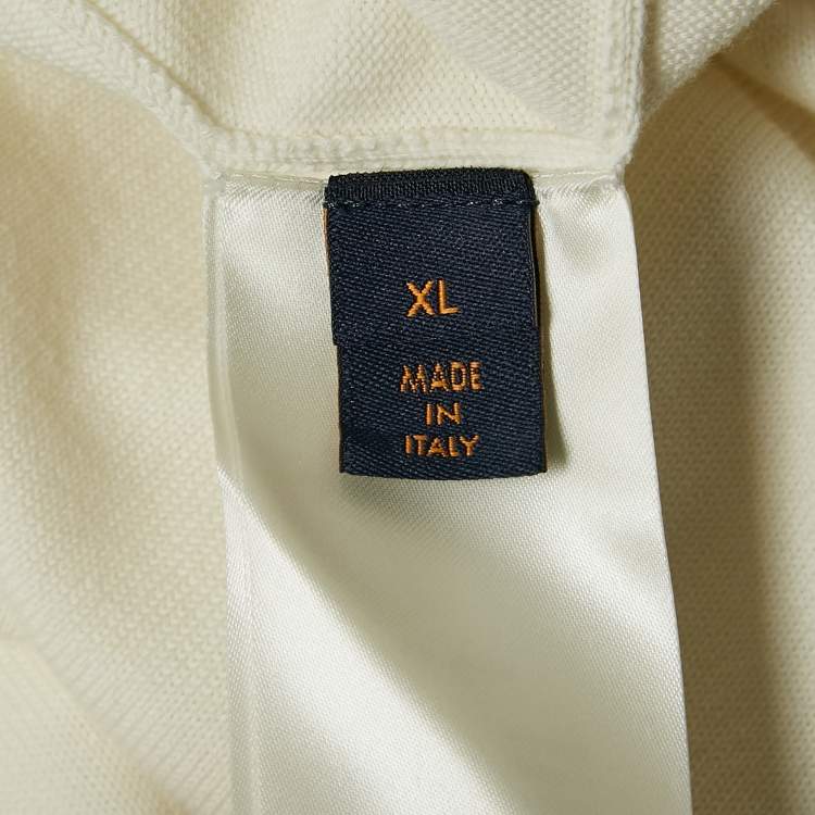 Pre Owned Louis Vuitton White Cotton Knit Signature Crewneck T-Shirt XL