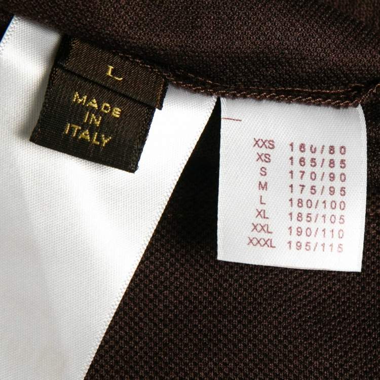 Pre Owned Louis Vuitton Brown Cotton Damier Ebene Detailed Polo T-Shirt L