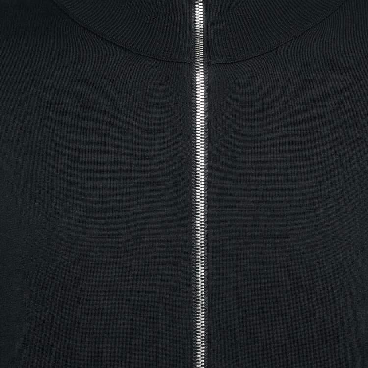 Pre Owned Louis Vuitton Black Logo Intarsia Rib Knit Zip-Up Jacket L