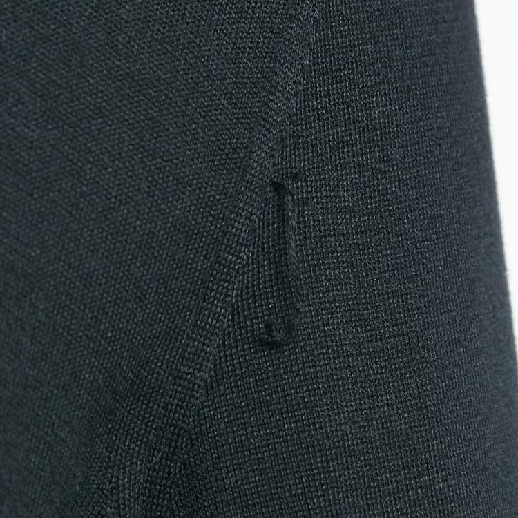 Pre Owned Louis Vuitton Black Logo Intarsia Rib Knit Zip-Up Jacket L