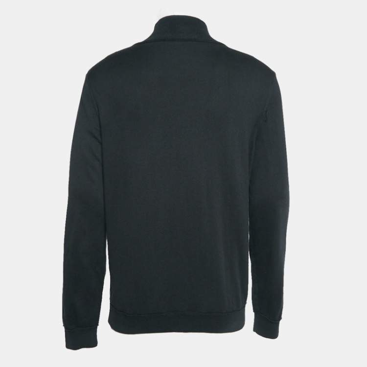 Pre Owned Louis Vuitton Black Logo Intarsia Rib Knit Zip-Up Jacket L