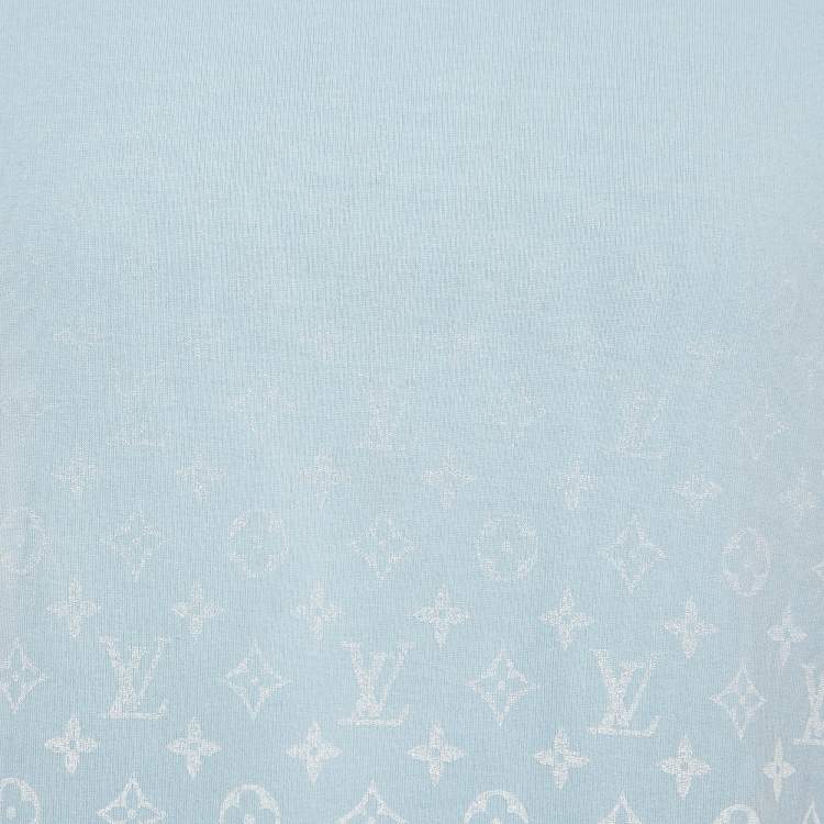 Pre Owned Louis Vuitton Blue Gradient Monogram Print Cotton T-Shirt M