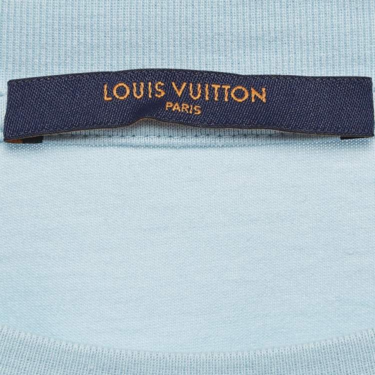 Pre Owned Louis Vuitton Blue Gradient Monogram Print Cotton T-Shirt M