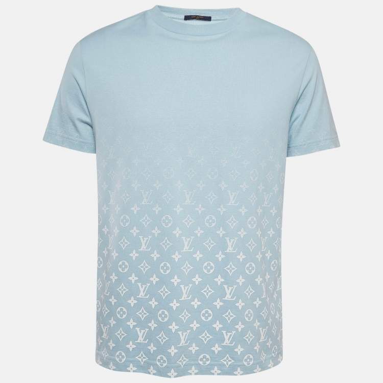 Pre Owned Louis Vuitton Blue Gradient Monogram Print Cotton T-Shirt M