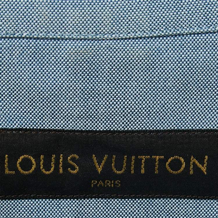 مملوكة مسبقًا Louis Vuitton Blue Chambray Cotton Button Front Shirt XL