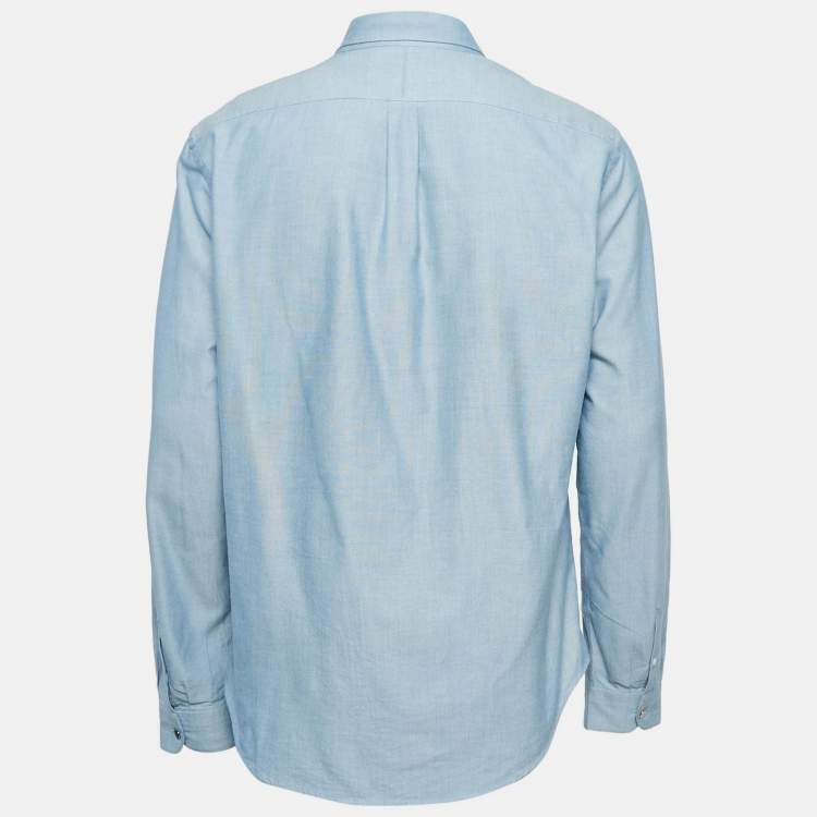 مملوكة مسبقًا Louis Vuitton Blue Chambray Cotton Button Front Shirt XL