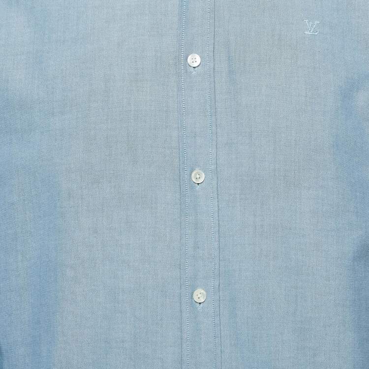 مملوكة مسبقًا Louis Vuitton Blue Chambray Cotton Button Front Shirt XL