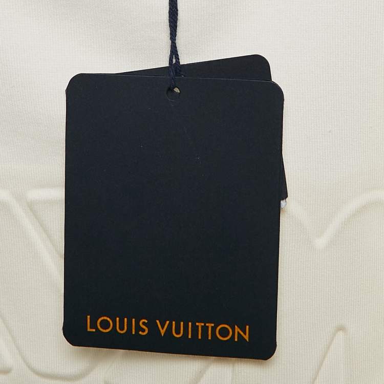 Pre Owned Louis Vuitton White LVM Embossed Cotton Knit Sweatshirt XL
