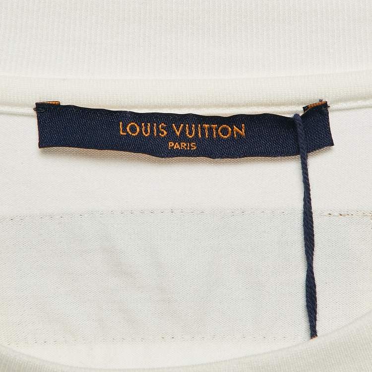 Pre Owned Louis Vuitton White LVM Embossed Cotton Knit Sweatshirt XL