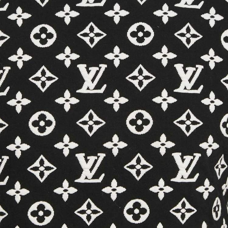 Pre Owned Louis Vuitton Black/White Monogram Heavy Knit Crew Neck Sweatshirt XS