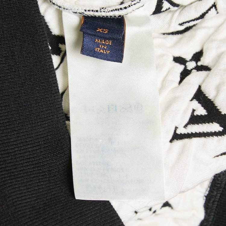 Pre Owned Louis Vuitton Black/White Monogram Heavy Knit Crew Neck Sweatshirt XS