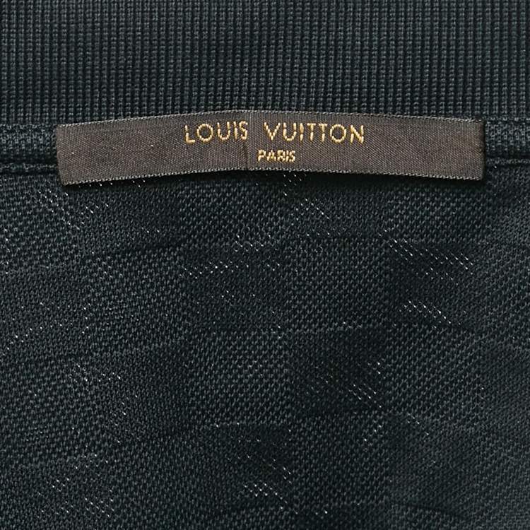 Pre Owned Louis Vuitton Black Damier Cotton Pique Polo T-Shirt XS