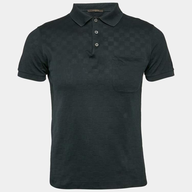 Pre Owned Louis Vuitton Black Damier Cotton Pique Polo T-Shirt XS