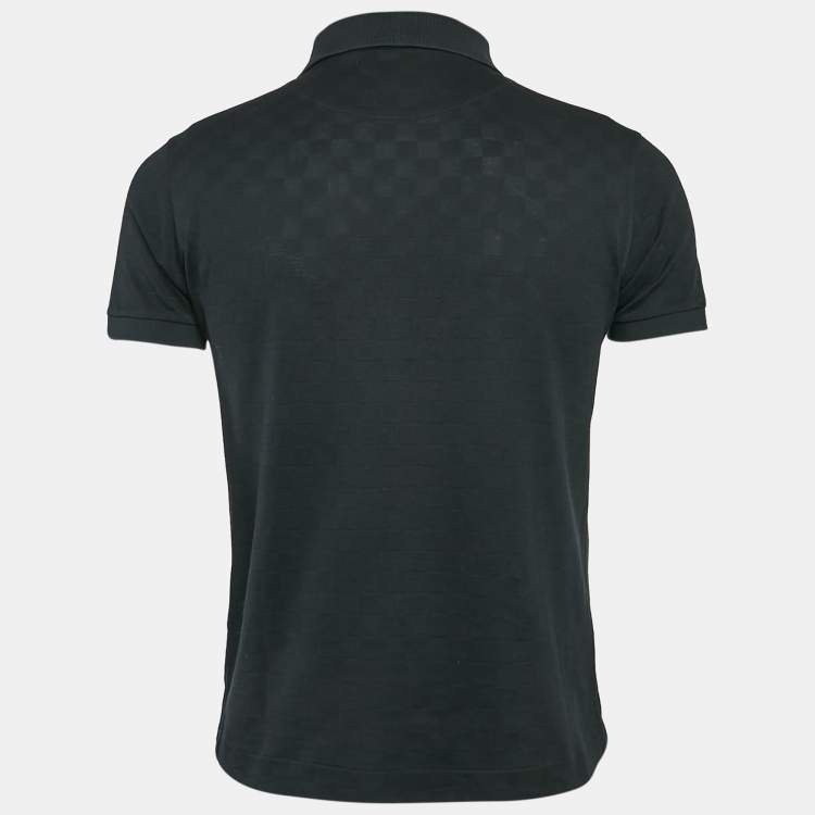 Pre Owned Louis Vuitton Black Damier Cotton Pique Polo T-Shirt XS