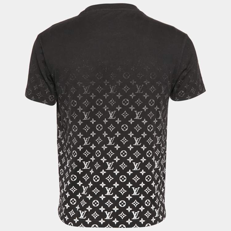 Pre Owned Louis Vuitton Black Gradient Monogram Print Cotton T-Shirt S